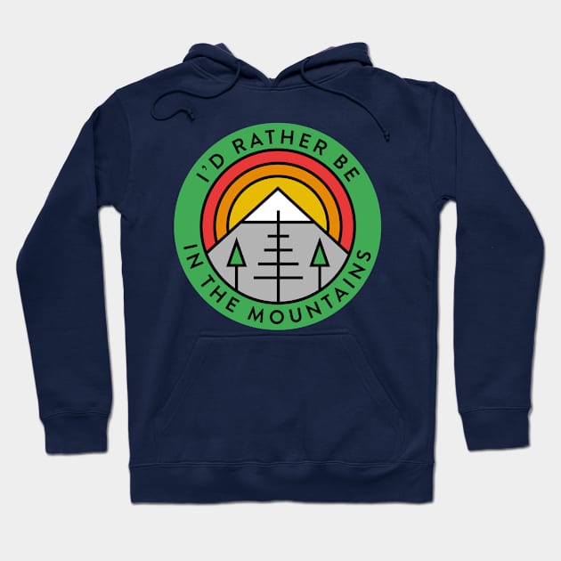 I'd Rather Be In The Mountains Rainbow Retro Hoodie by PodDesignShop